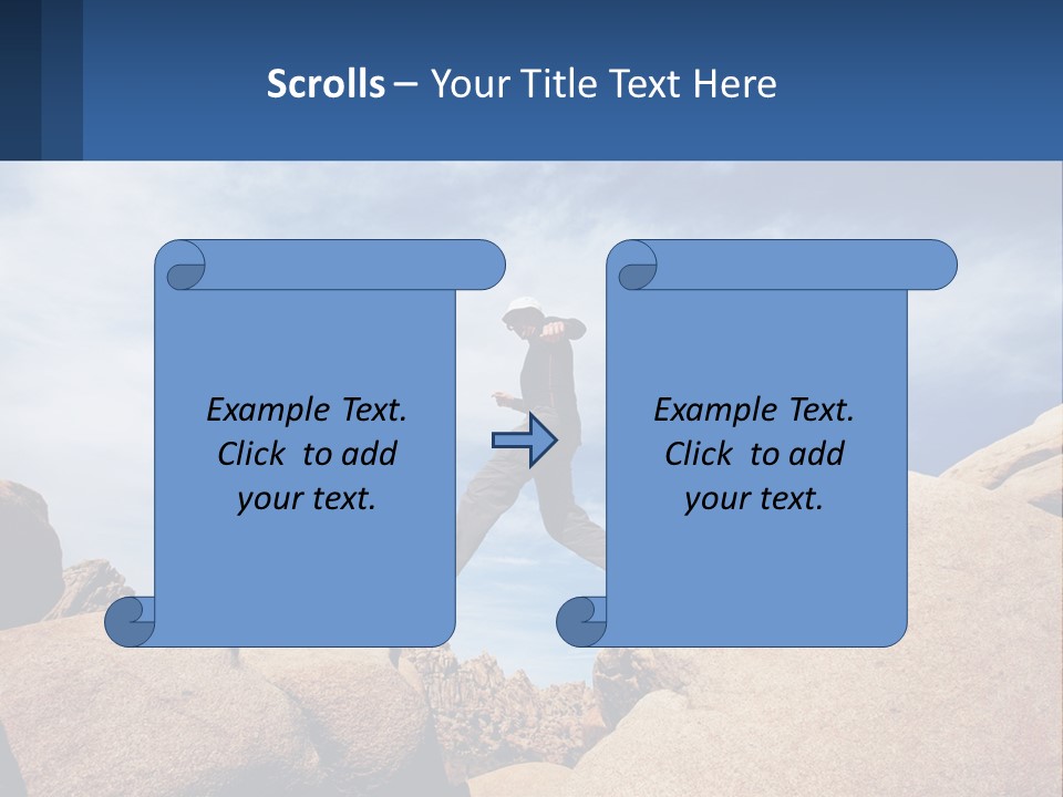A Man Jumping Over A Large Rock On A Sunny Day PowerPoint Template
