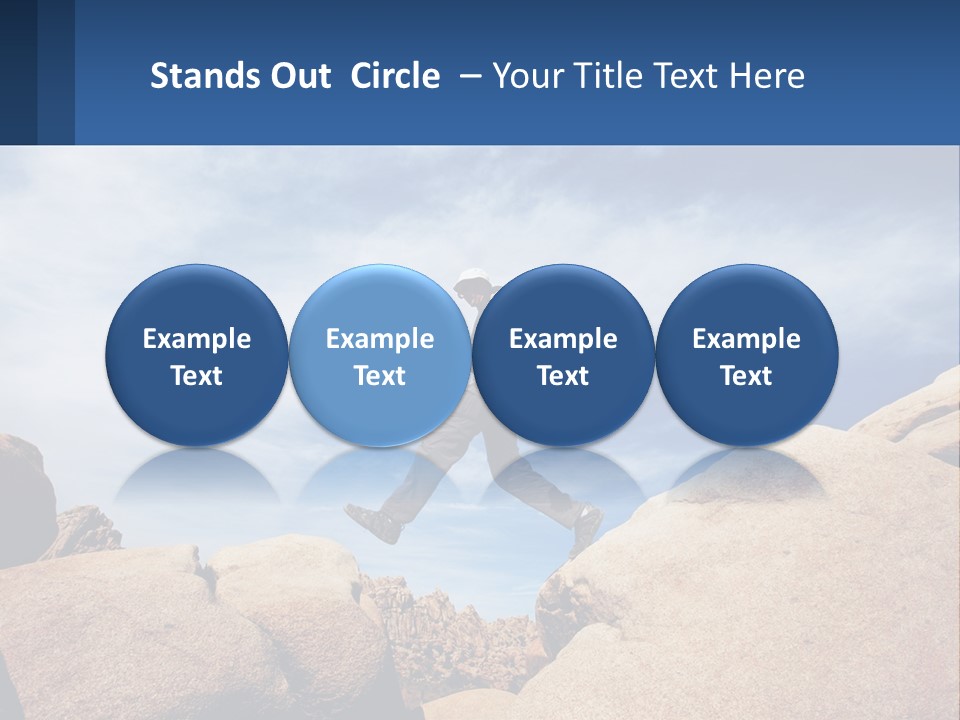 A Man Jumping Over A Large Rock On A Sunny Day PowerPoint Template