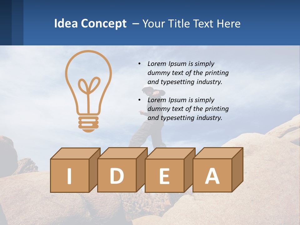 A Man Jumping Over A Large Rock On A Sunny Day PowerPoint Template