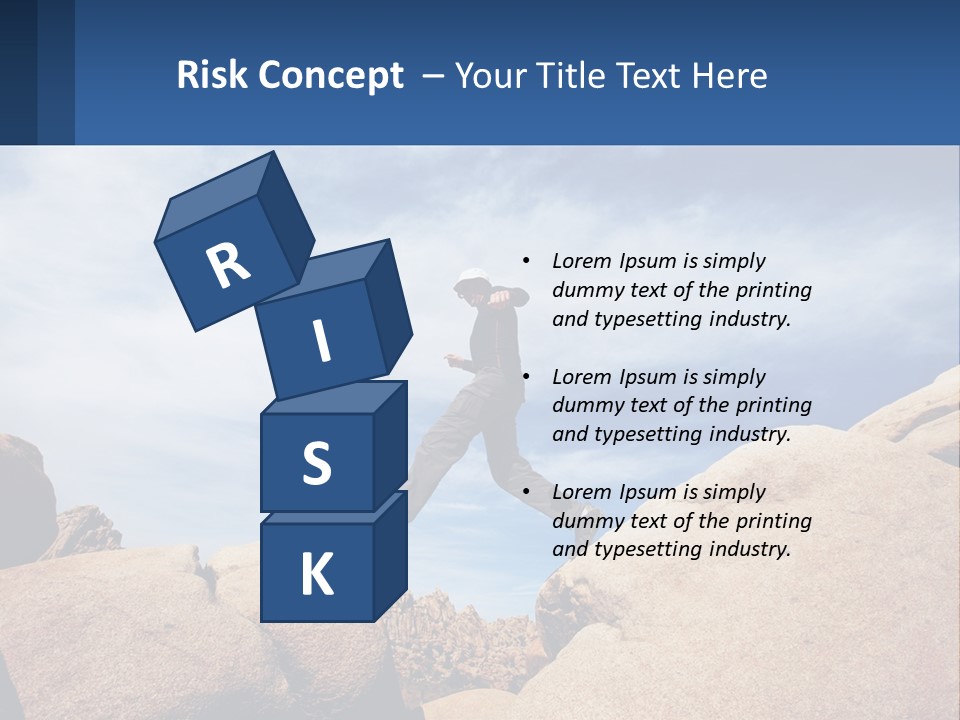 A Man Jumping Over A Large Rock On A Sunny Day PowerPoint Template