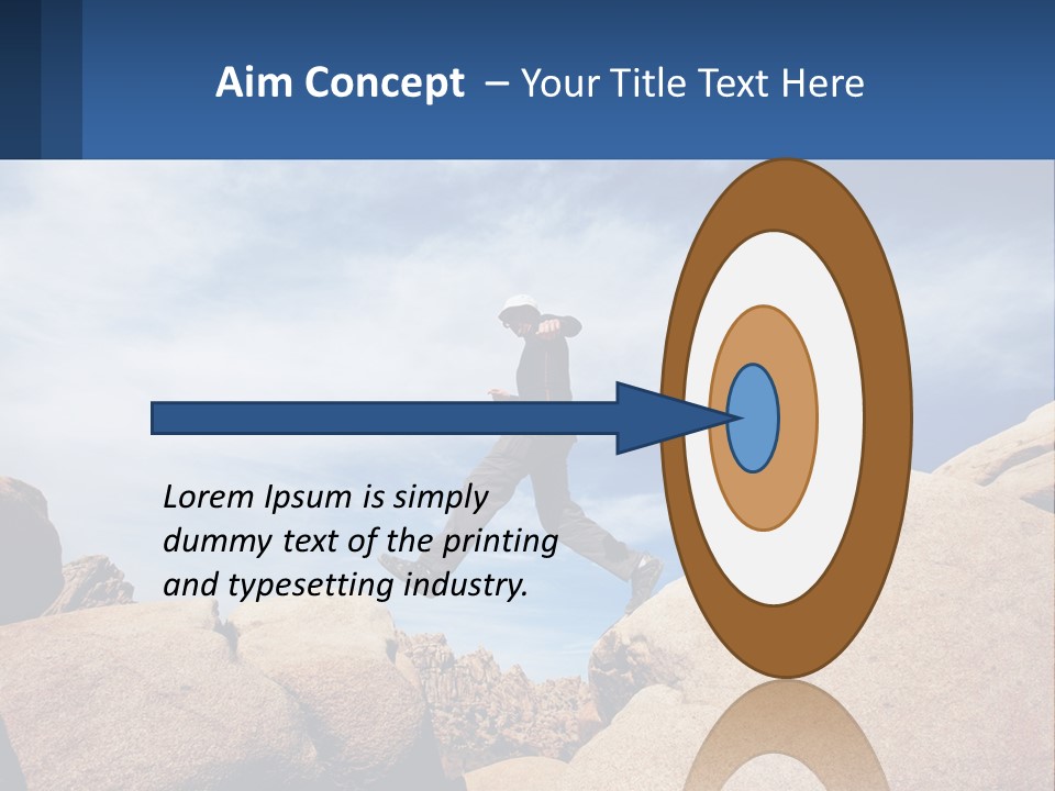 A Man Jumping Over A Large Rock On A Sunny Day PowerPoint Template