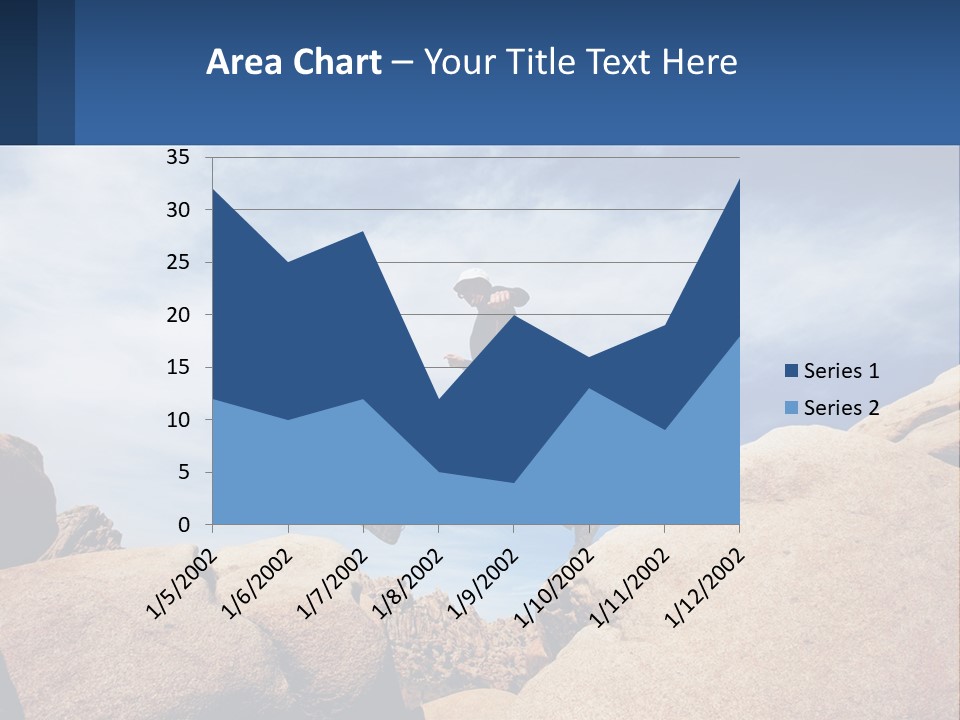 A Man Jumping Over A Large Rock On A Sunny Day PowerPoint Template