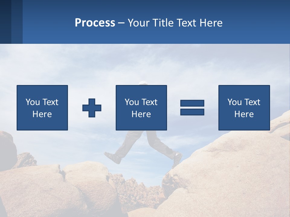 A Man Jumping Over A Large Rock On A Sunny Day PowerPoint Template