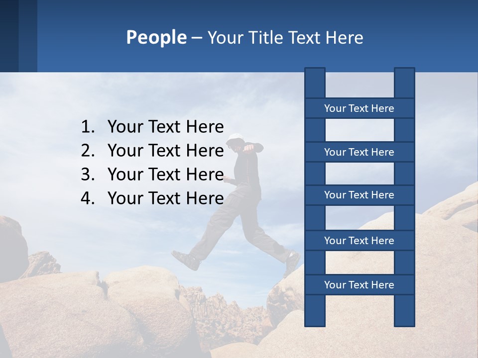 A Man Jumping Over A Large Rock On A Sunny Day PowerPoint Template