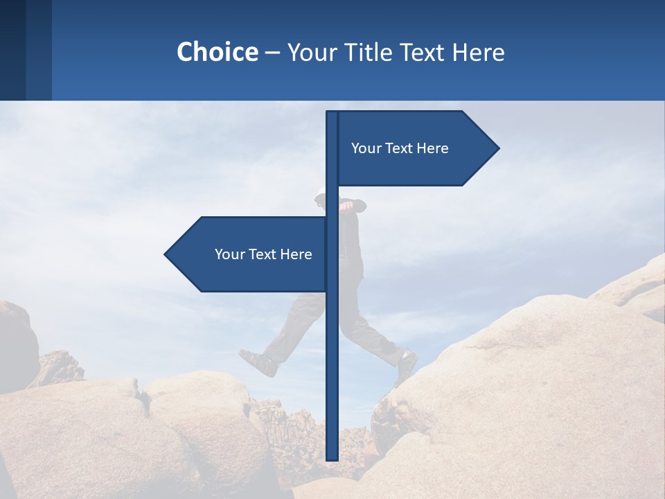 A Man Jumping Over A Large Rock On A Sunny Day PowerPoint Template