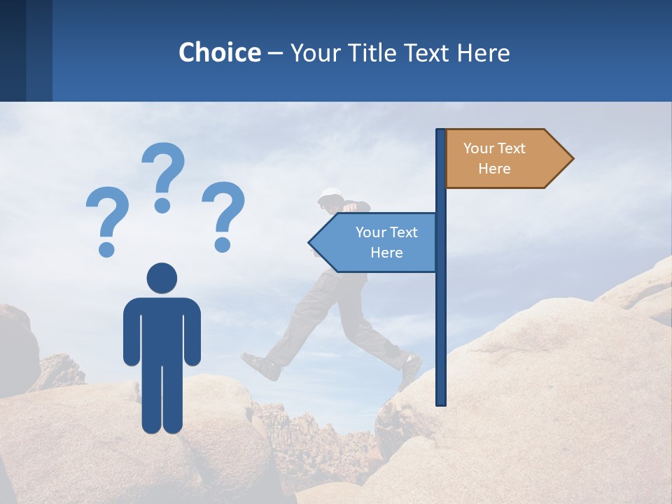 A Man Jumping Over A Large Rock On A Sunny Day PowerPoint Template