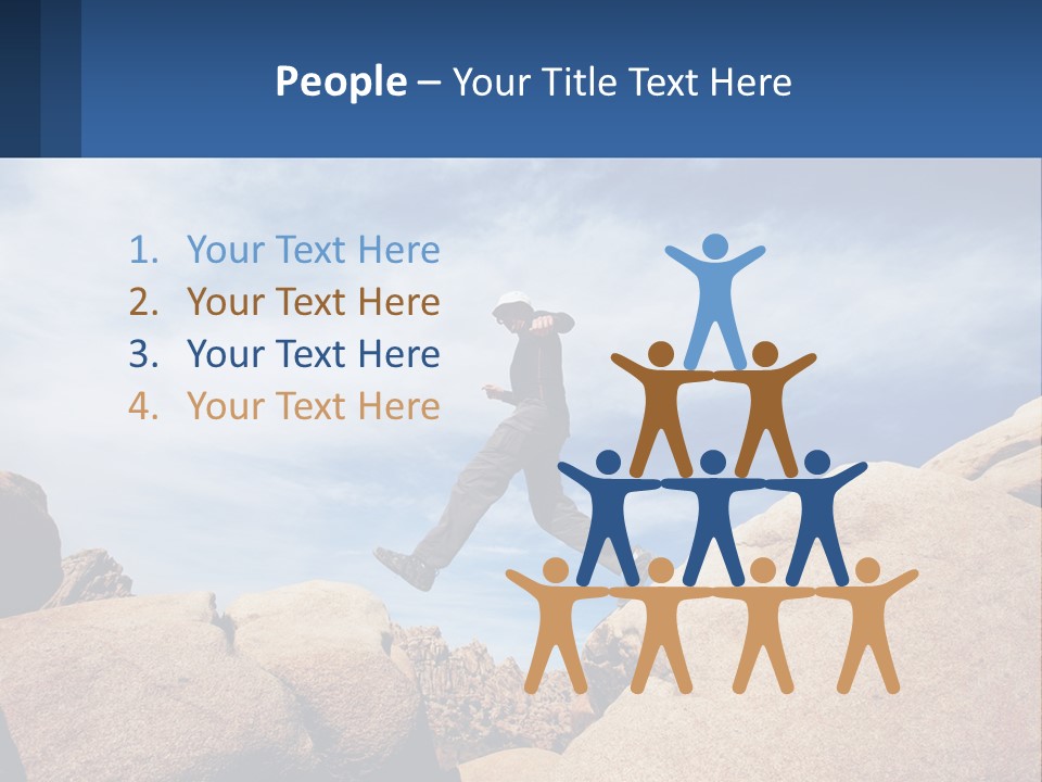 A Man Jumping Over A Large Rock On A Sunny Day PowerPoint Template