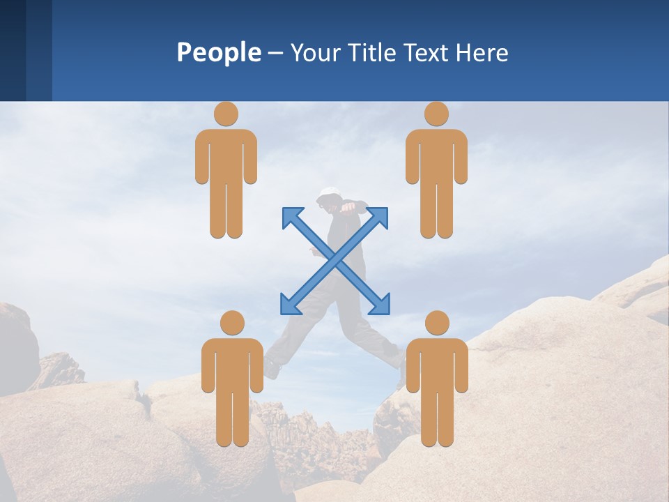 A Man Jumping Over A Large Rock On A Sunny Day PowerPoint Template