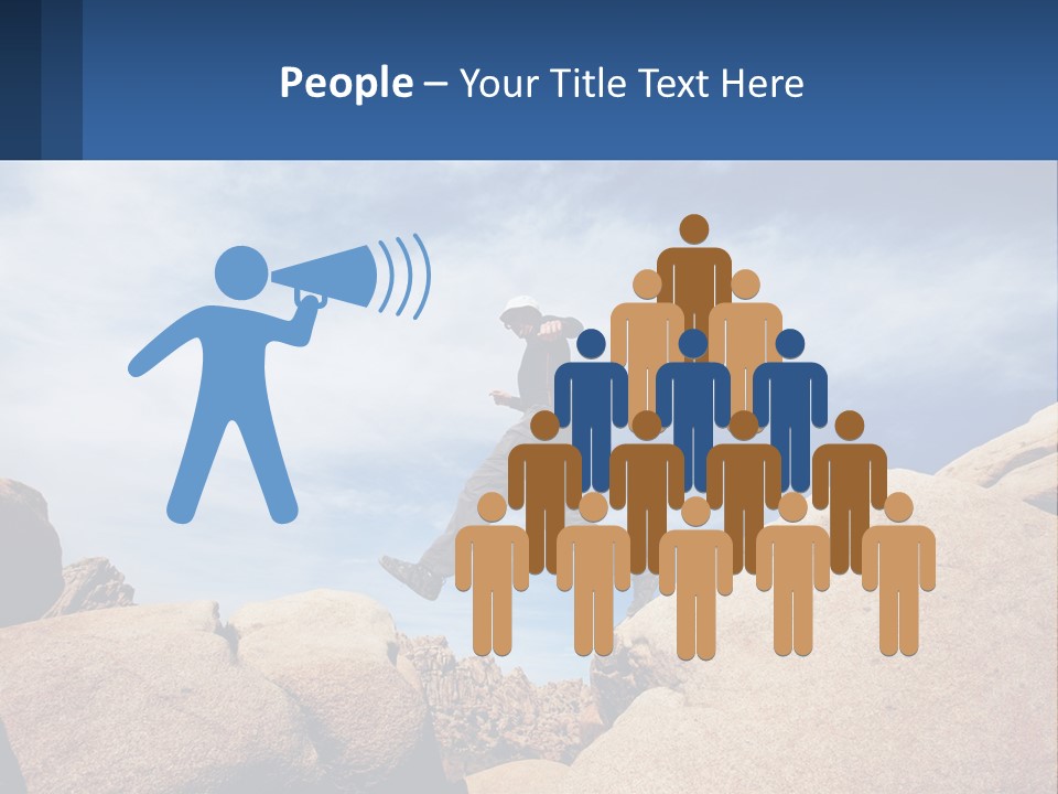 A Man Jumping Over A Large Rock On A Sunny Day PowerPoint Template