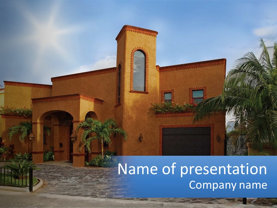 A House With A Palm Tree In Front Of It PowerPoint Template