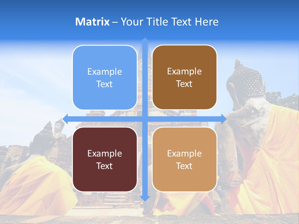 A Group Of Buddha Statues Sitting In Front Of A Building PowerPoint Template