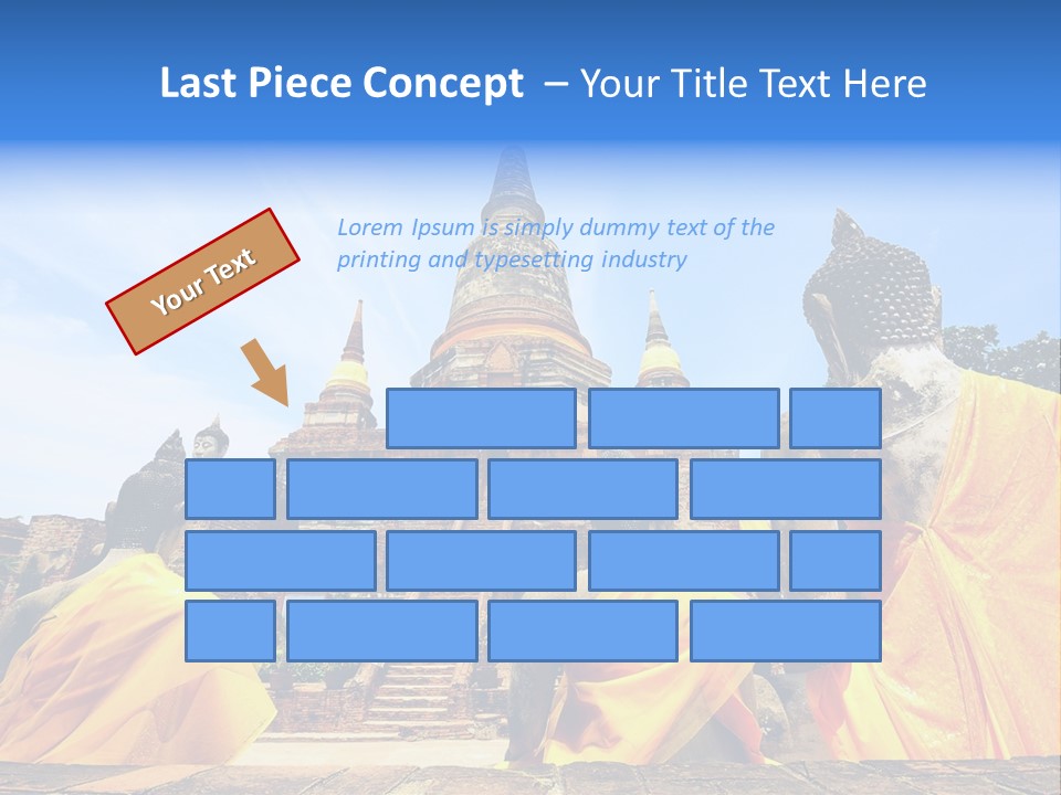 A Group Of Buddha Statues Sitting In Front Of A Building PowerPoint Template