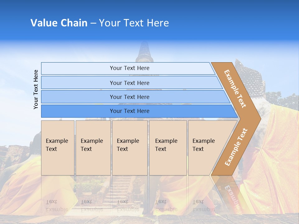 A Group Of Buddha Statues Sitting In Front Of A Building PowerPoint Template