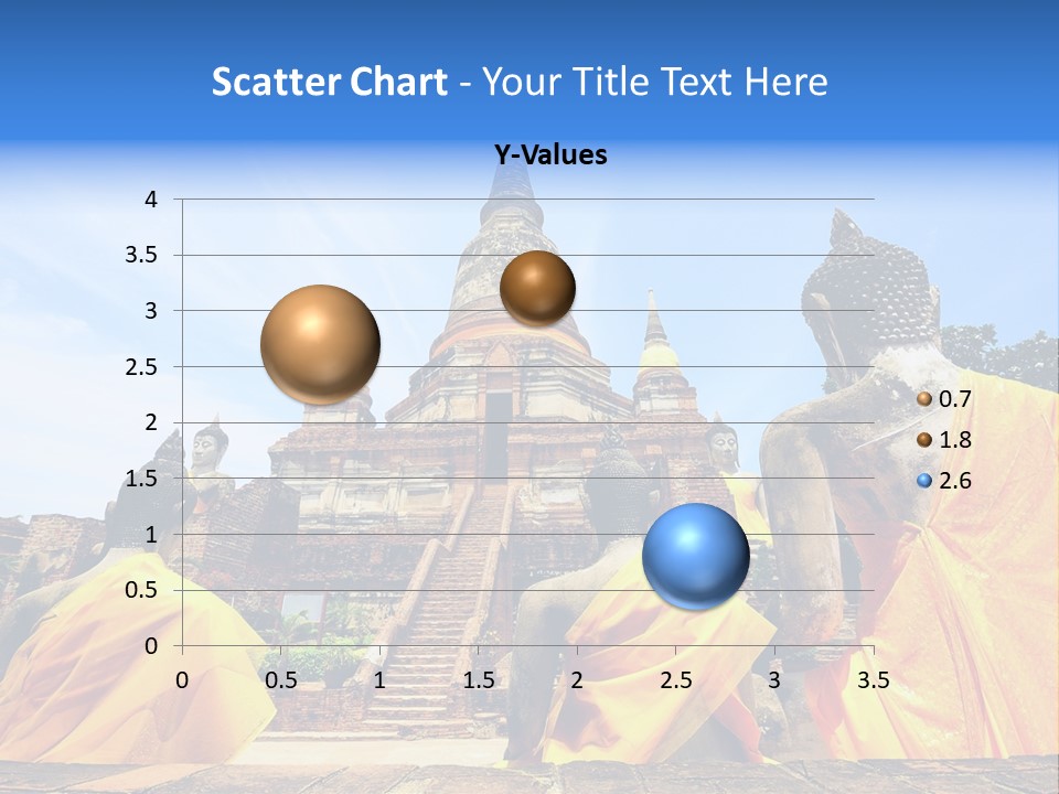 A Group Of Buddha Statues Sitting In Front Of A Building PowerPoint Template