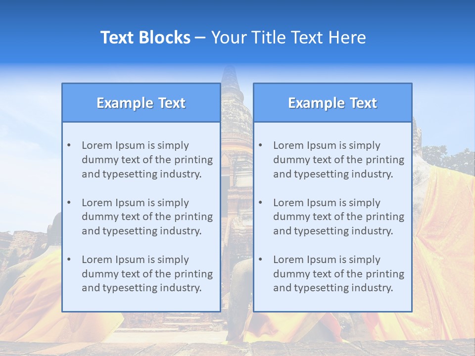 A Group Of Buddha Statues Sitting In Front Of A Building PowerPoint Template