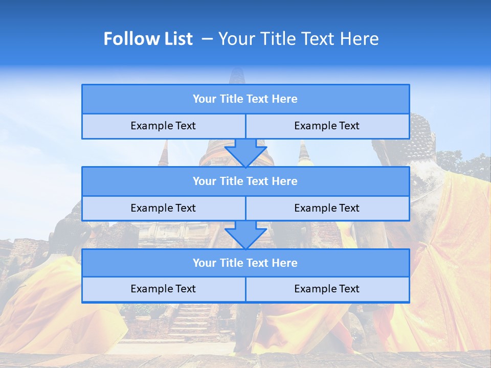 A Group Of Buddha Statues Sitting In Front Of A Building PowerPoint Template