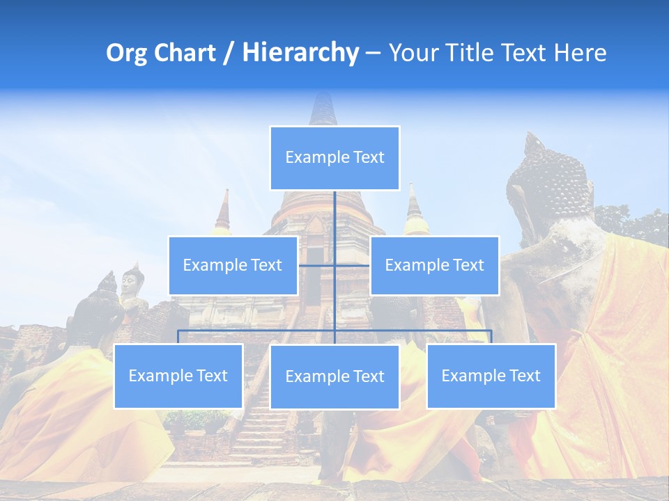 A Group Of Buddha Statues Sitting In Front Of A Building PowerPoint Template