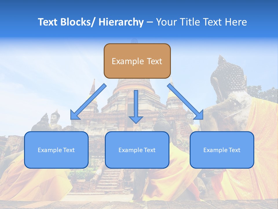 A Group Of Buddha Statues Sitting In Front Of A Building PowerPoint Template