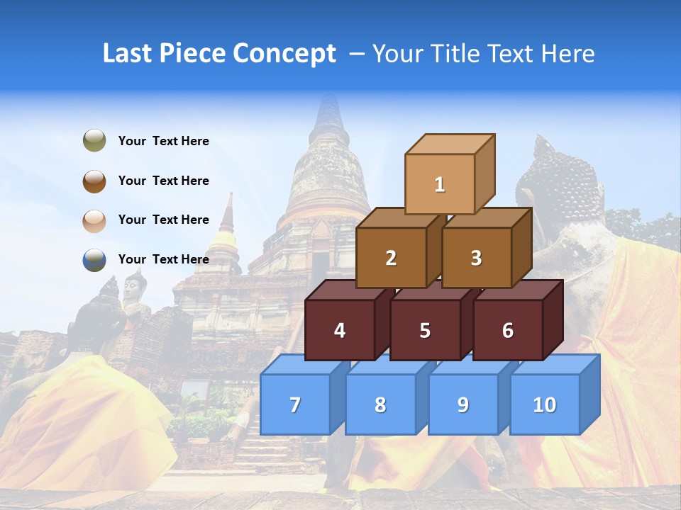 A Group Of Buddha Statues Sitting In Front Of A Building PowerPoint Template