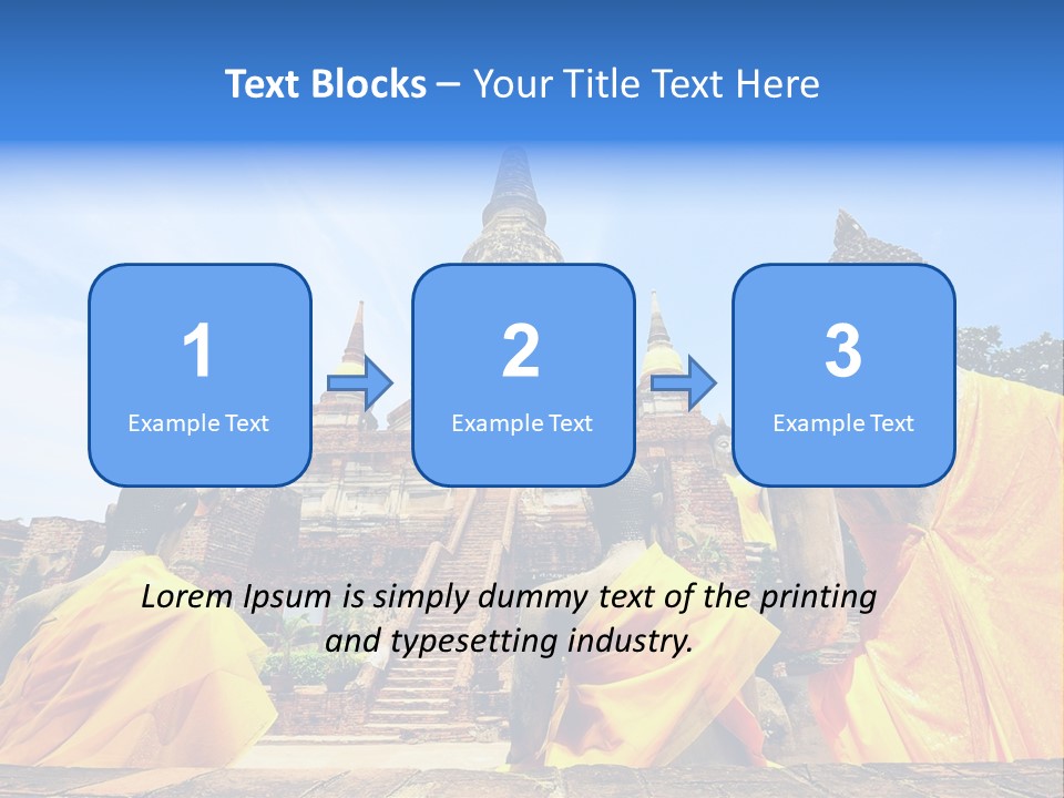 A Group Of Buddha Statues Sitting In Front Of A Building PowerPoint Template