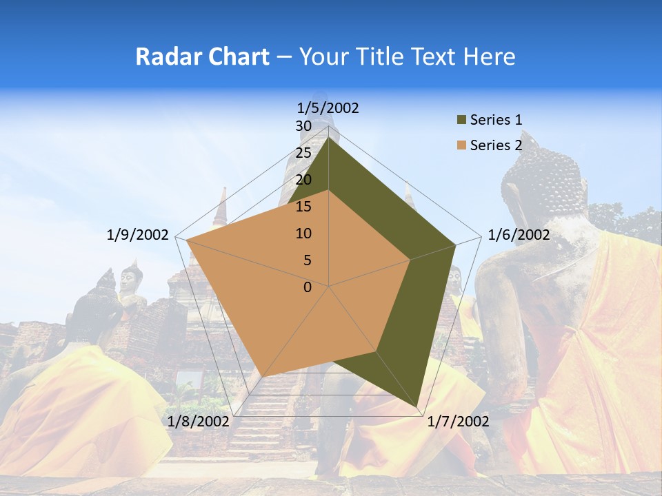 A Group Of Buddha Statues Sitting In Front Of A Building PowerPoint Template