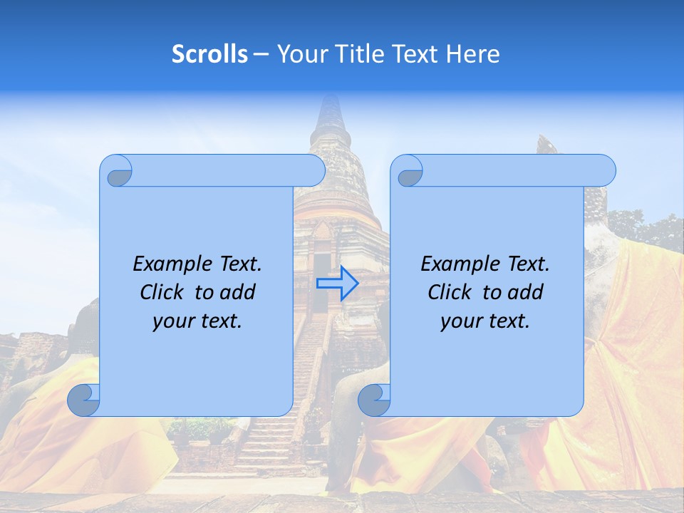 A Group Of Buddha Statues Sitting In Front Of A Building PowerPoint Template