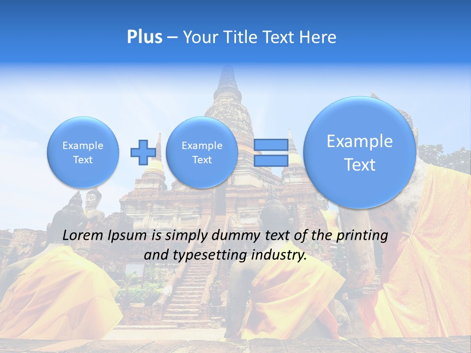 A Group Of Buddha Statues Sitting In Front Of A Building PowerPoint Template