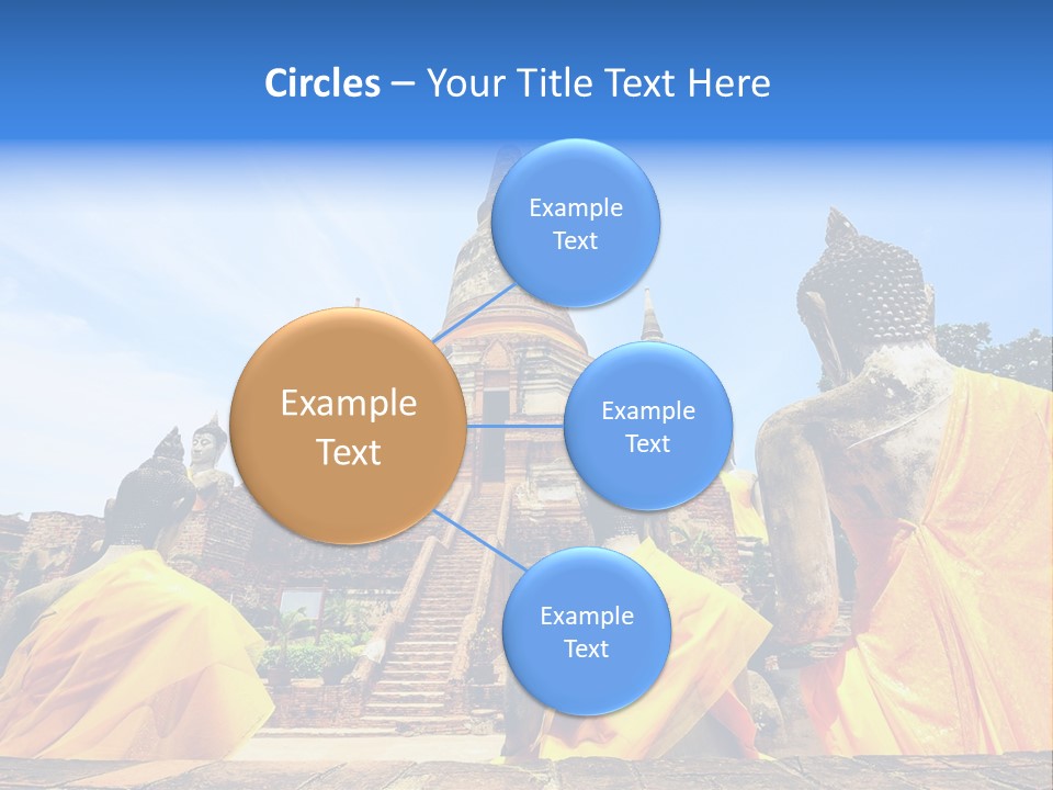 A Group Of Buddha Statues Sitting In Front Of A Building PowerPoint Template
