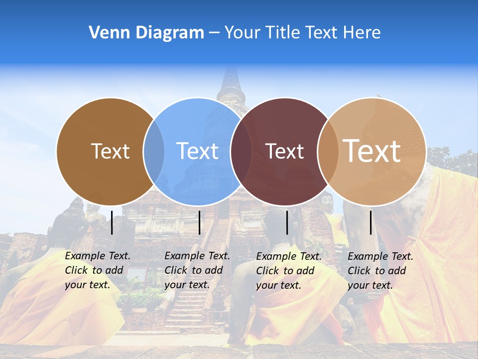 A Group Of Buddha Statues Sitting In Front Of A Building PowerPoint Template