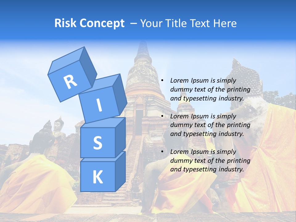 A Group Of Buddha Statues Sitting In Front Of A Building PowerPoint Template