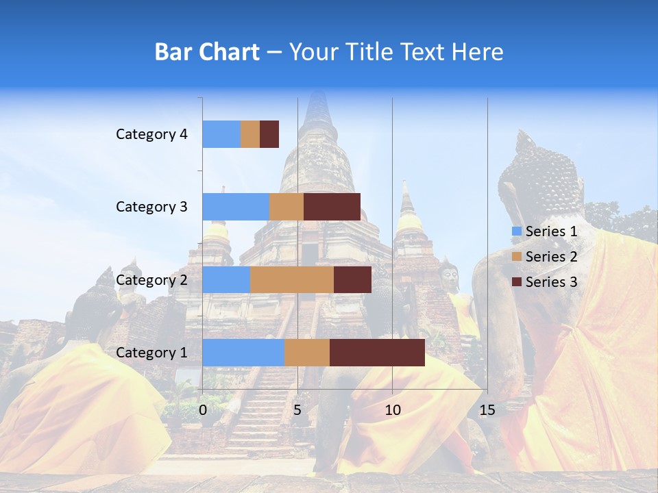 A Group Of Buddha Statues Sitting In Front Of A Building PowerPoint Template