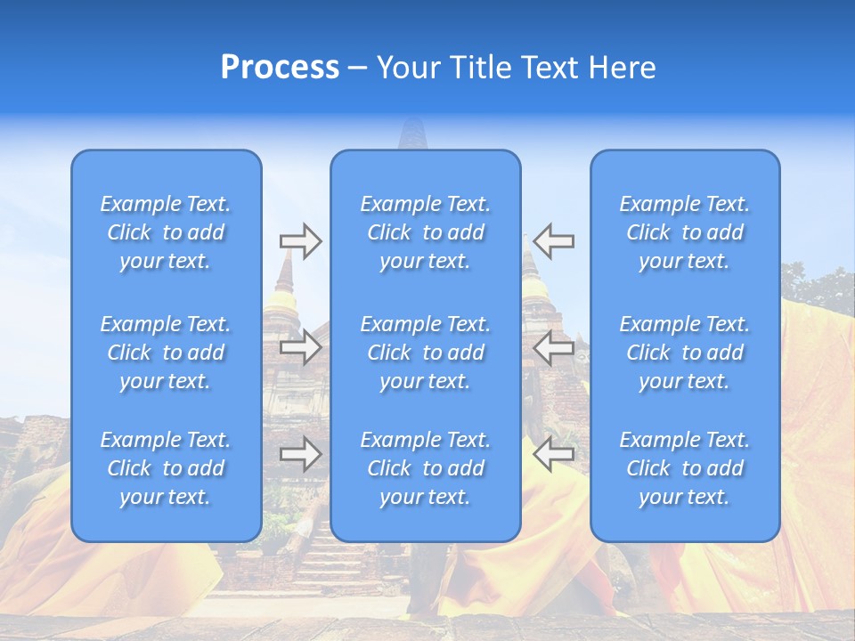 A Group Of Buddha Statues Sitting In Front Of A Building PowerPoint Template