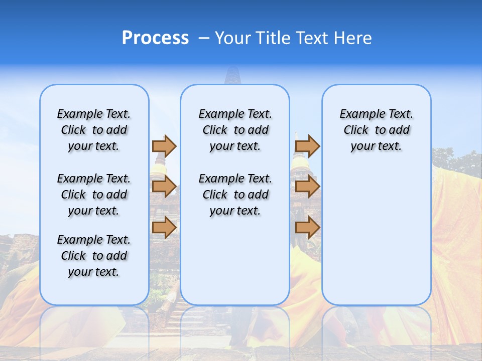 A Group Of Buddha Statues Sitting In Front Of A Building PowerPoint Template