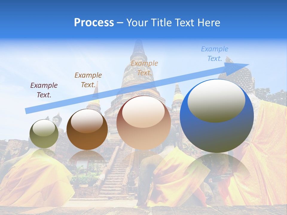 A Group Of Buddha Statues Sitting In Front Of A Building PowerPoint Template