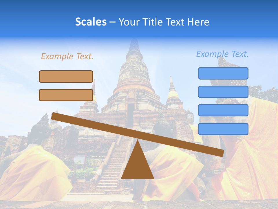A Group Of Buddha Statues Sitting In Front Of A Building PowerPoint Template