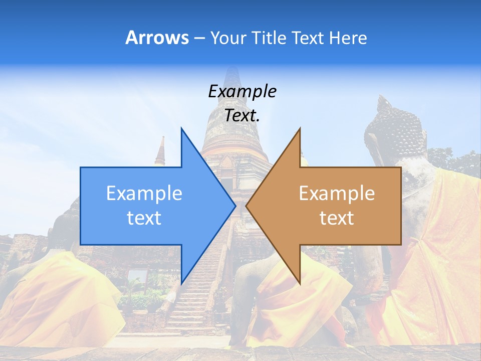 A Group Of Buddha Statues Sitting In Front Of A Building PowerPoint Template