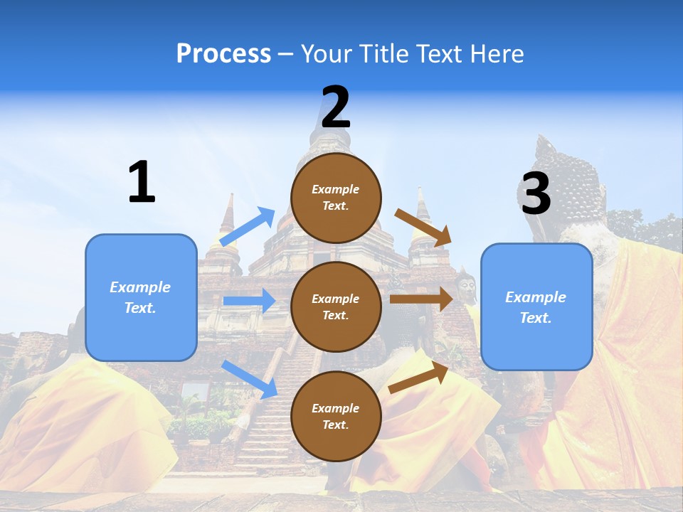 A Group Of Buddha Statues Sitting In Front Of A Building PowerPoint Template