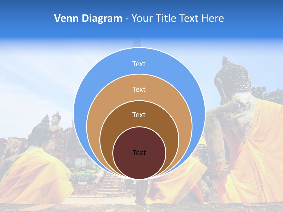 A Group Of Buddha Statues Sitting In Front Of A Building PowerPoint Template