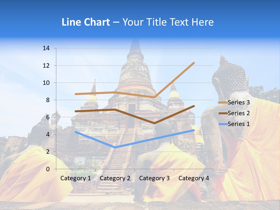 A Group Of Buddha Statues Sitting In Front Of A Building PowerPoint Template
