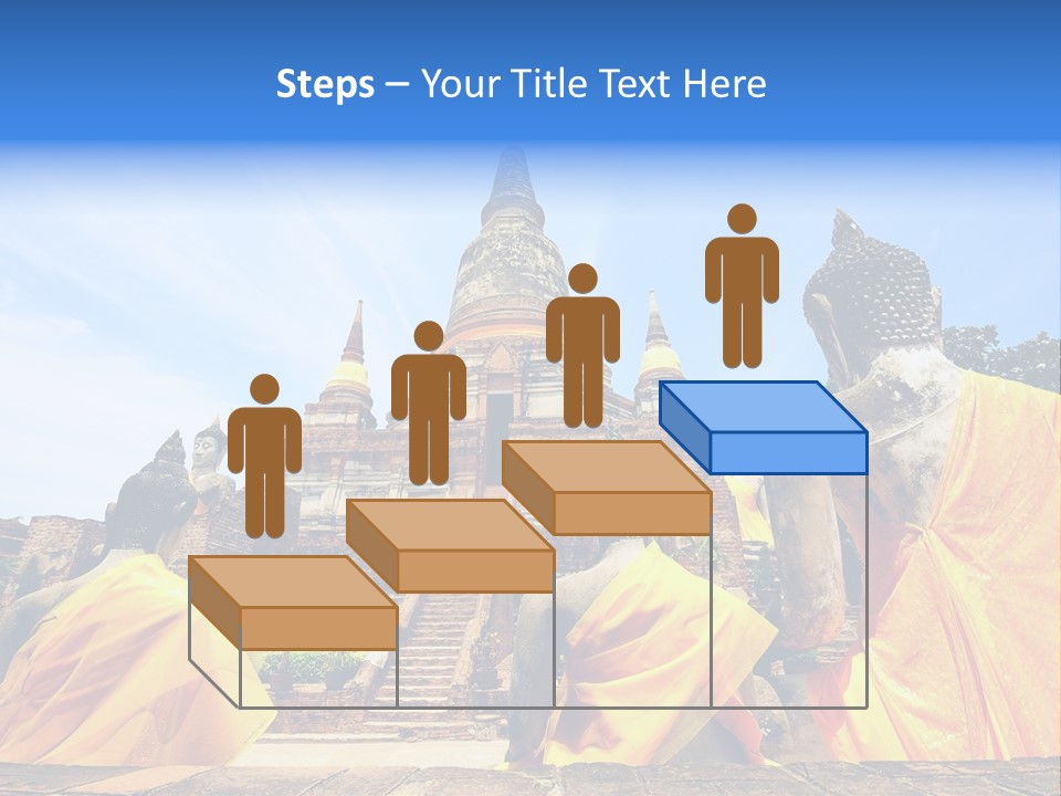 A Group Of Buddha Statues Sitting In Front Of A Building PowerPoint Template
