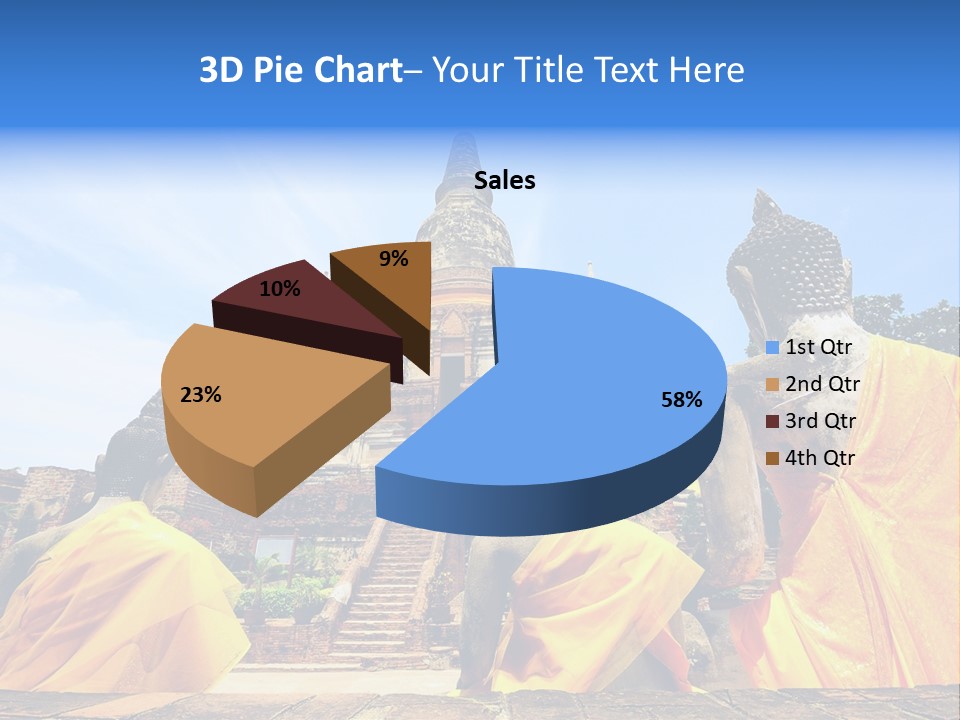 A Group Of Buddha Statues Sitting In Front Of A Building PowerPoint Template
