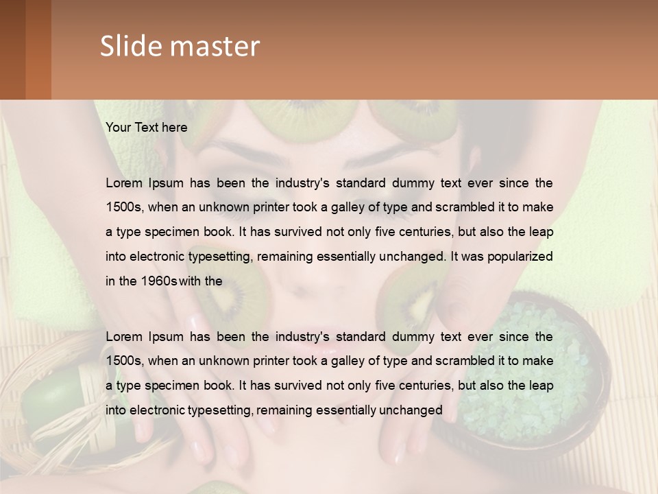 A Woman With Kiwi Slices On Her Face PowerPoint Template