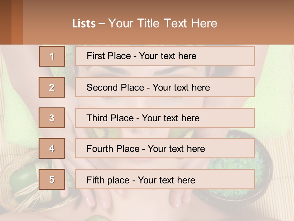 A Woman With Kiwi Slices On Her Face PowerPoint Template