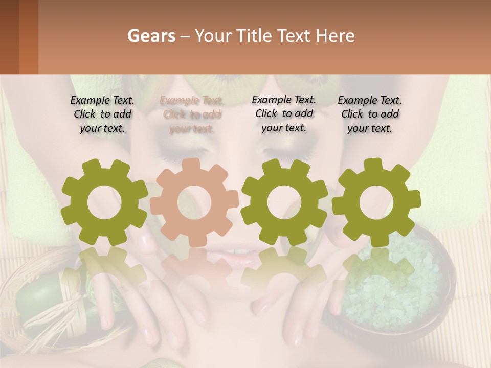 A Woman With Kiwi Slices On Her Face PowerPoint Template