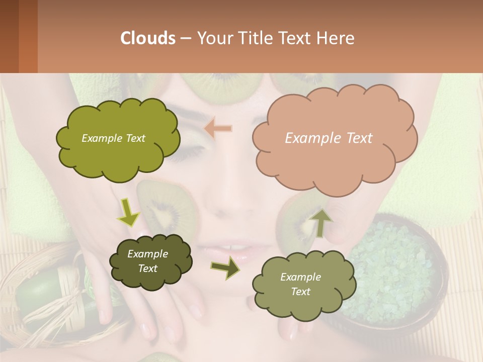 A Woman With Kiwi Slices On Her Face PowerPoint Template