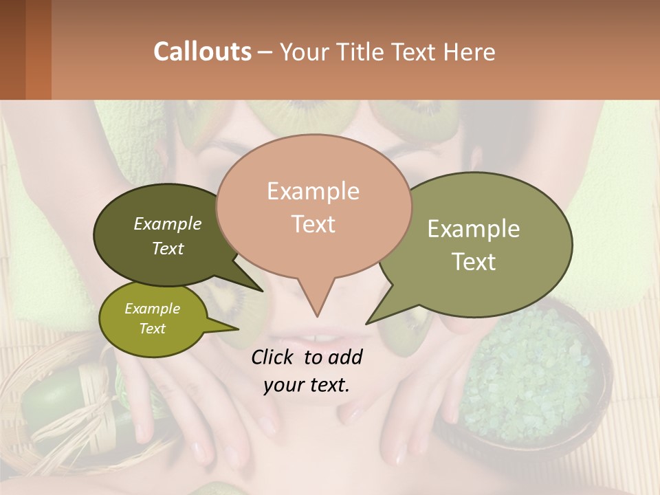 A Woman With Kiwi Slices On Her Face PowerPoint Template