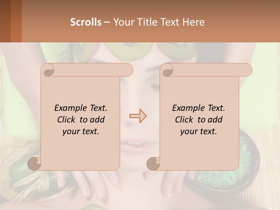 A Woman With Kiwi Slices On Her Face PowerPoint Template