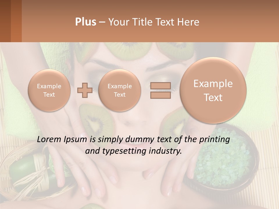 A Woman With Kiwi Slices On Her Face PowerPoint Template