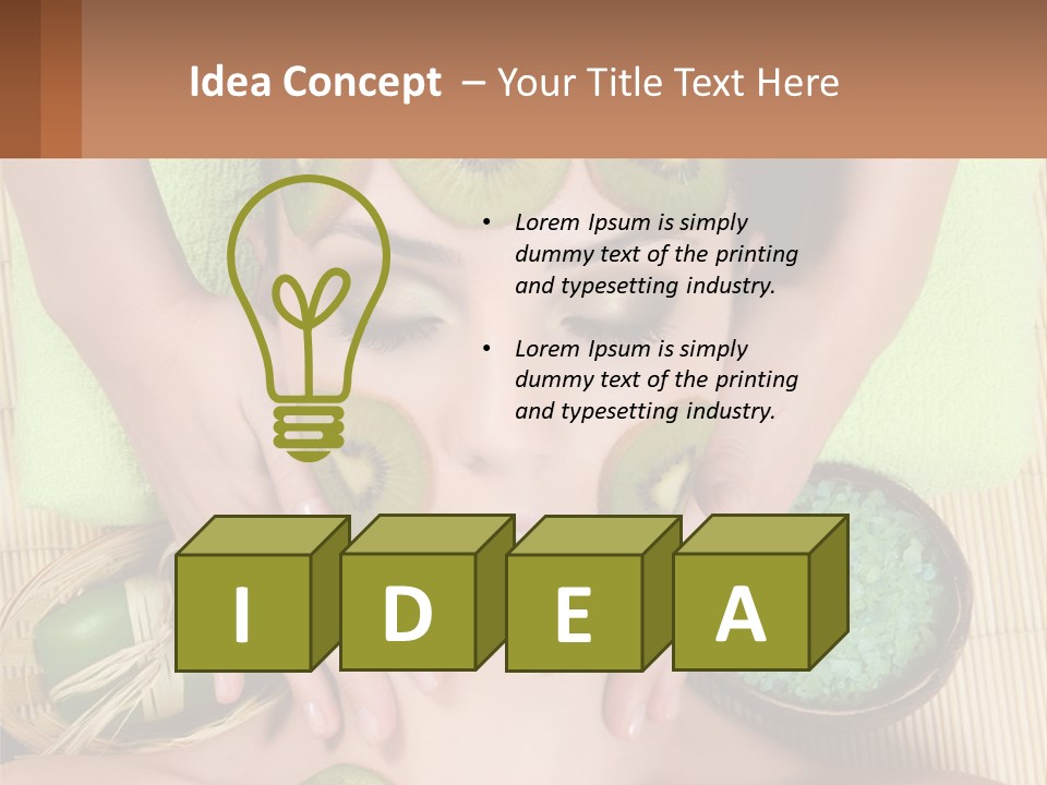 A Woman With Kiwi Slices On Her Face PowerPoint Template