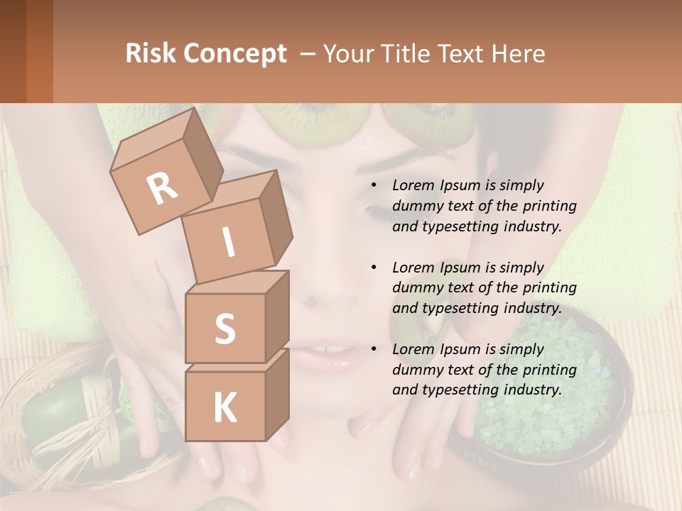 A Woman With Kiwi Slices On Her Face PowerPoint Template